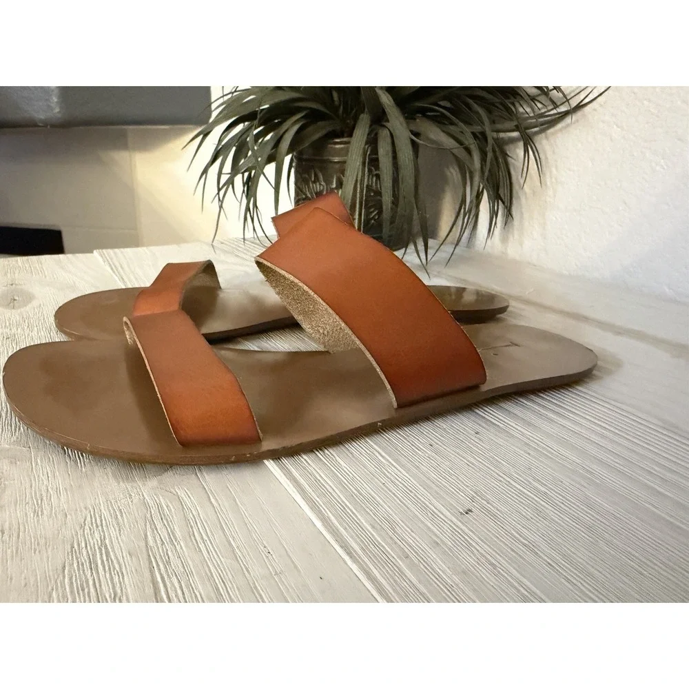 J Crew Sandals Sz 7 Boardwalk 2 Strap Slip On Slides Flats Boho Hippie Casual